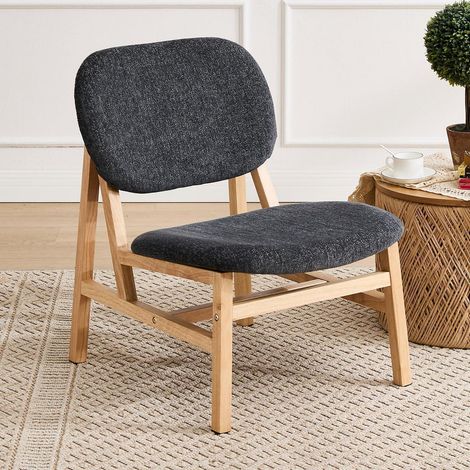 Armloser Loungesessel mit Holzbeinen, Chenille, skandinavischer Akzentstuhl, Grau (1/5)