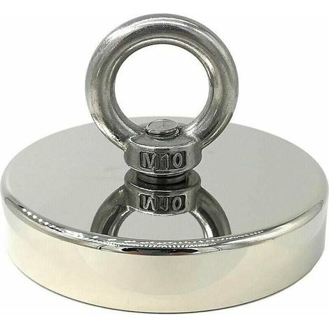 Aimant de levage，Aimant Néodyme Super Puissant 300kg Idéal pour la Pêche Magnétique Ø 90mm avec Boucle Métal Néodyme (1/5)