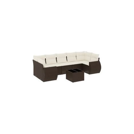Salon de jardin 8 pcs avec coussins marron résine tressée (1/3)