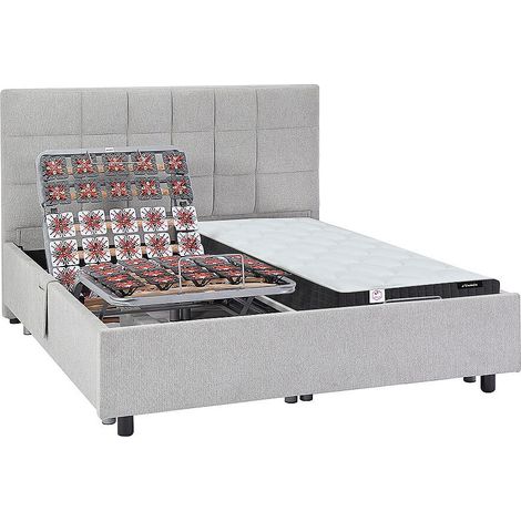 Letto relax elettrico solo sosp. + Materasso molle insac. e memory 2x70x190 Tessuto Grigio - MANAM di DREAMEA (1/5)