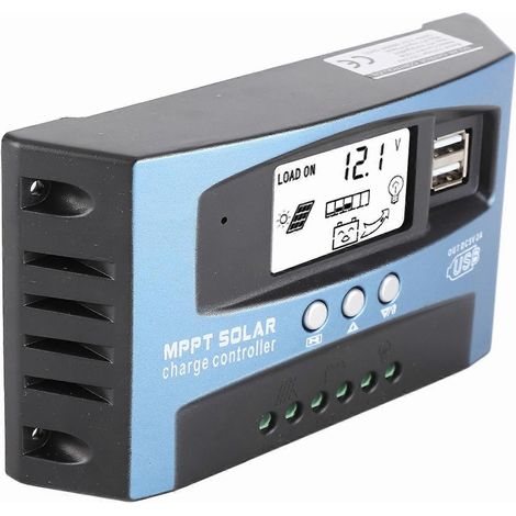 MPPT 100A Solar-Laderegler mit zwei USB-Anschlüssen und LCD-Display (12V/24V)