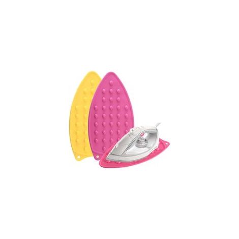 Lot de 2 tapis de repos en silicone épais résistant à la chaleur pour planche à repasser, support portable en caoutchouc avec trou mural (rose + jaune) (1/4)