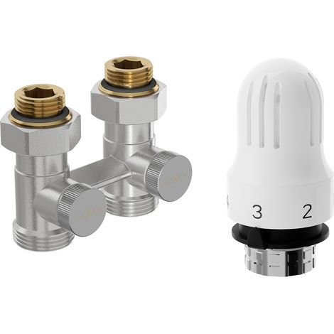 Mexen G04 set termostatico a due tubi DN50, diritto 1/2"x3/4", nichel - W912-012-948-01 (1/2)