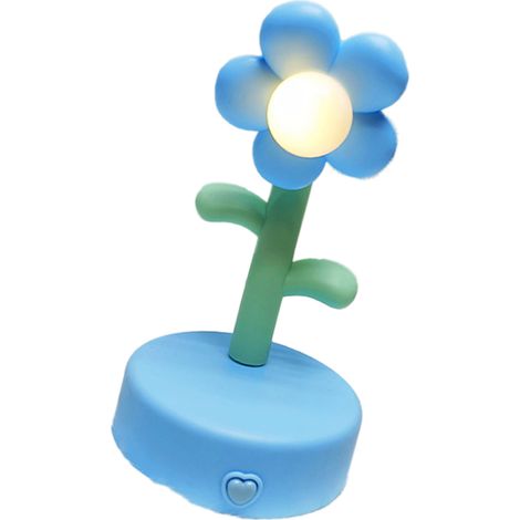 Lampe de Table Fleur Mignonne Veilleuse Portable Lampe de Bureau Décorative pour Bureau Chambre Déco Bleue (1/5)