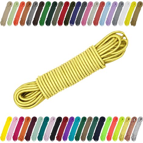 Cordon élastique en caoutchouc 2 mm 3 mm pour couture, bricolage et extérieur – Caoutchouc rond, corde expansive, élastique doré (métallisé) 2 mm x 10 m (1/5)