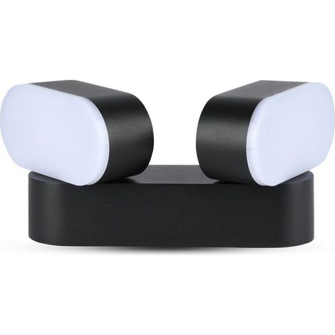 Aplique de pared LED V-TAC de 12 W, 110 lm/W, color negro, con doble cabezal giratorio, blanco cálido, IP65 (1/5)