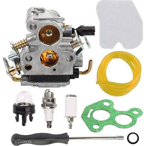 Conjunto de carburador compatible con Husqvarna 235, 236 y 240, suministrado con destornillador, manguera de aceite y filtro de aceite para motocross y motosierra. (1/4)
