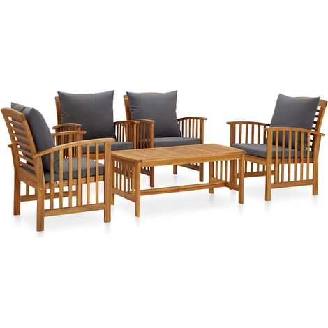 vidaXL Salon de jardin 5 pcs avec coussins Bois d'acacia solide (1/5)