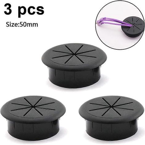 3er-Pack Kabeldurchführungen für Schreibtische, schwarz
