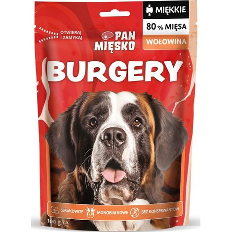 Mr. Meat Snack morbidi per cani Confezione da 100 g - Hamburger di manzo 100 g