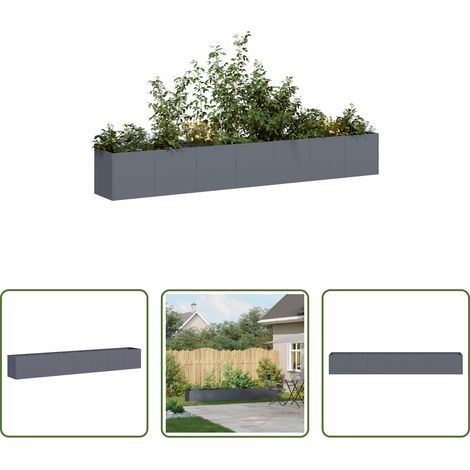 Bac à fleurs - Jardinière anthracite 280x40x40 cm acier laminé à froid (1/5)