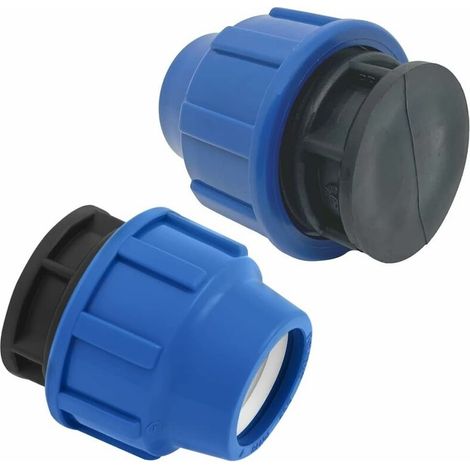 Raccords de tuyau d’eau-2 pièces – Bouchon 32 mm – Raccord de plomberie de compression PN16 - Stop de 25mm – connecteur compatible avec tuyaux en polyéthylène PE 80 et PE100 (1/5)