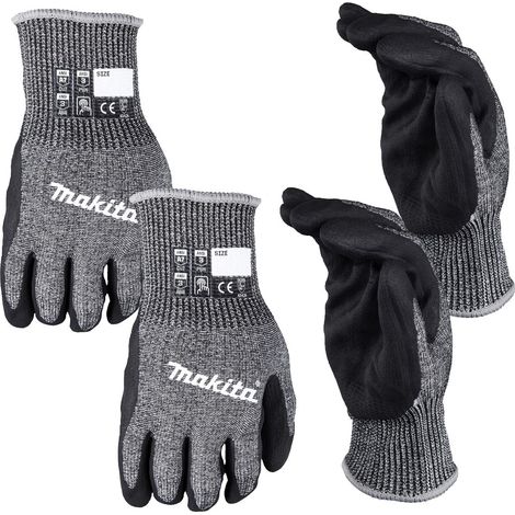 Makita Advanced FitKnit Large Cut Level 7 Nitrile Coated Dipped Gloves x2 Pair (1/5)