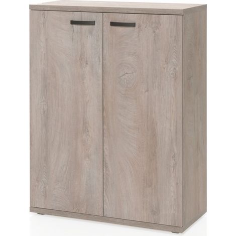 Mueble de almacenamiento para oficina con 2 puertas color roble natural colección YUKON