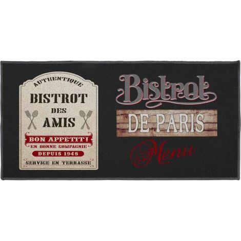Tapis Rectangle "Bistrot Des Amis" 57x120cm Noir (1/2)