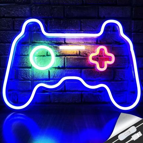 Néon LED manette jeu USB, lumière ambiance chambre bar (1/4)