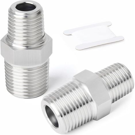 1/2" x 1/4 BSP Male Reducing Hex Coupling 2pcs (1/5)