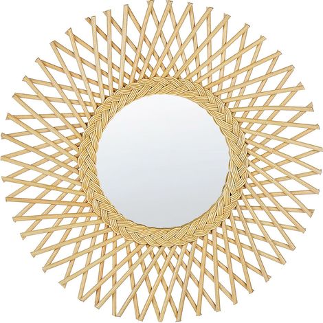 Wandspiegel TAGOLU 60 cm 60 cm Rattan Naturfarben