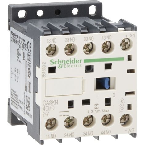 Ca3kn40bd Schneider - Contacteur Tétrapolaire - 4no - 10a - Bobine 24vcc - Vis - Ca3kn (1/5)