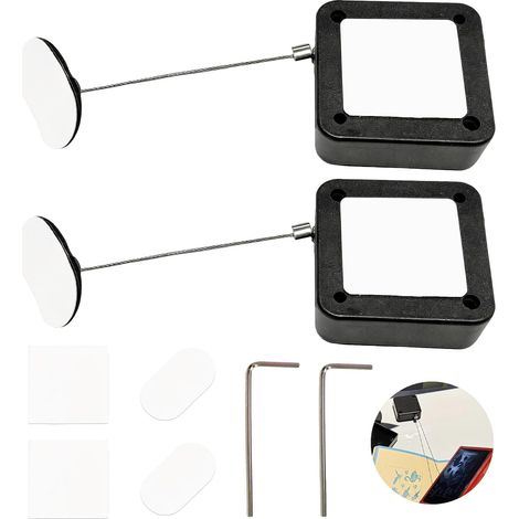 Câble Anti-Vol 2 Pièces 2M pour Télécommande, Câble Rétractable en Acier Noir Anti-Perte pour Télécommandes, Haut-Parleurs, Microphones et Autres Objets Courbés (1/5)
