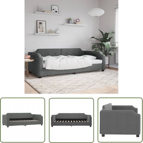 vidaXL Lit de repos sans matelas gris foncé 90x190 cm tissu (1/5)