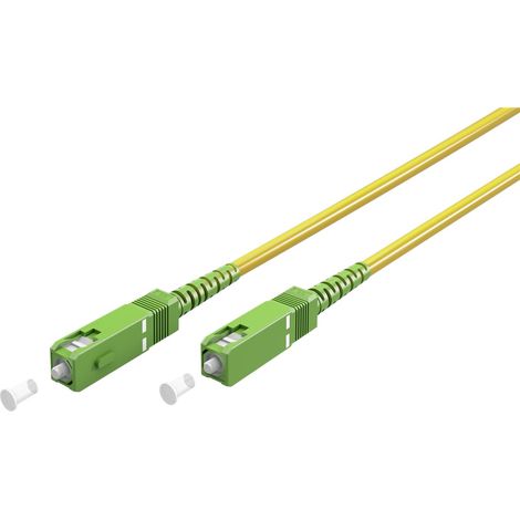 Cavo in fibra ottica, Singlemode (OS2) Yellow, giallo (Simplex), 25 m, fibra ottica (FOC), Spina SC-APC (8°)  Spina SC-APC (8°), guaina senza alogeni (LSZH). Lunghezza del Cavo 25 m