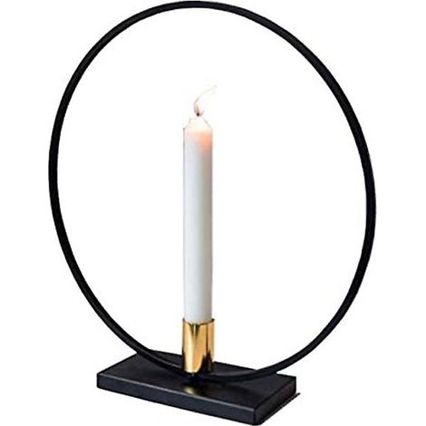 Bougeoir rond noir de style nordique, simple et décoratif pour la maison (noir)