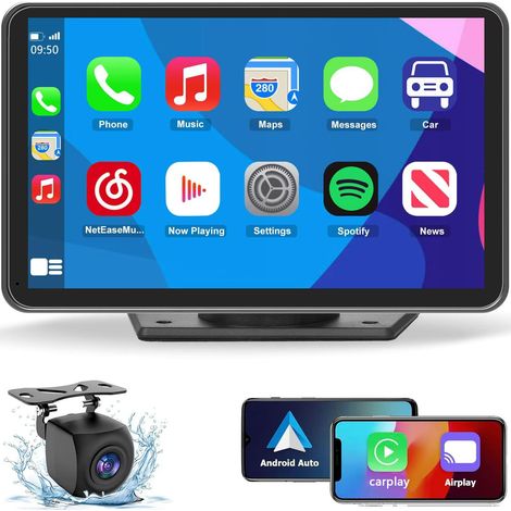 Écran Tactile Pour Voiture - 7 Pouces 1024x600 - CarPlay Sans Fil - MirrorLink Sans Fil - Navigation GPS - Caméra de Recul - Bluetooth 5.3 - Entrée AUX - FM - Pour Tous Véhicules - 1 Pièce