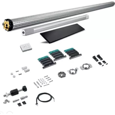 Somfy – Kit motorisation volet roulant – Axe motorisé ZF54 1,70m avec RS100 Solar io 10/12 – Panneau solaire 2,5W – Batterie 9,6V