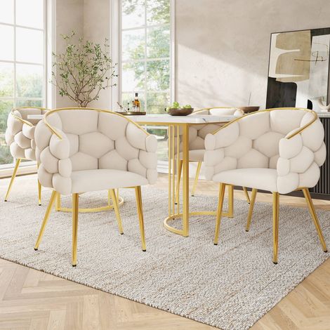 Lot de 2 chaises velours design bulle ergonomique pieds métal pour séjour ou salle à manger (1/5)