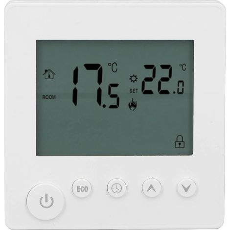 Thermostat Intelligent, Thermostat Numérique Programmable à Commande par Bouton 4500W, Régulareur de Température à Économie d'Énergie avec Stockage de la Mémoire (White) (1/5)