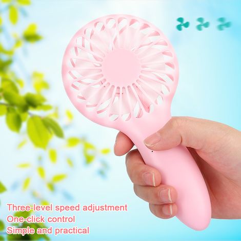 Ventilateur de Bureau Portable 3 Vitesses - Mini Ventilateur Main Rose pour Maison et Bureau (1/5)