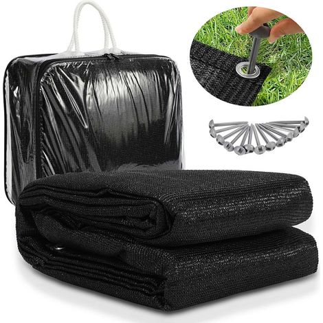 Wolketon Tappeto da campeggio traspirante 200x200CM, tappeto da pavimento esterno per tenda, caravan e tendalino Nero