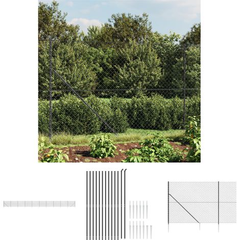 Zaunpfosten - vidaXL Maschendrahtzaun mit Bodenhülsen Anthrazit 2x25 m - Zaunbau (1/5)