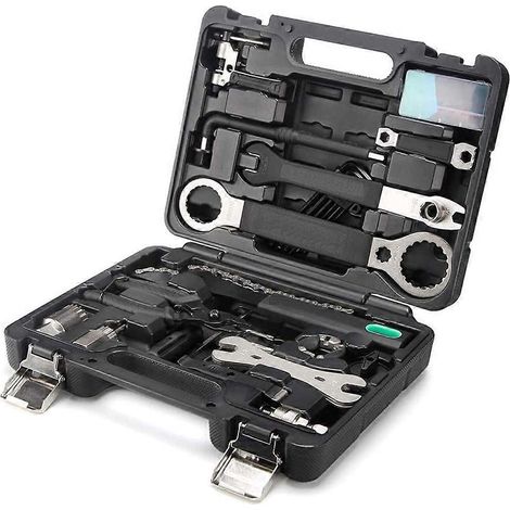 Kit d'outils de réparation de vélo professionnel pour vélo : outil multifonction, clé pour chaîne, pédale, boîtier de pédalier, clé hexagonale, coffret d'outils.