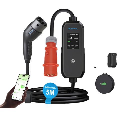 Cargador portátil para vehículos eléctricos, 11 kW de potencia, control mediante aplicación inteligente, 11 kW (1/2)