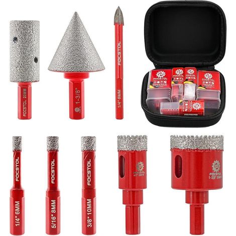 Diamant Fliesenbohrer Set 8tlg. für Porzellan, Keramik, Marmor, Granit (1/5)