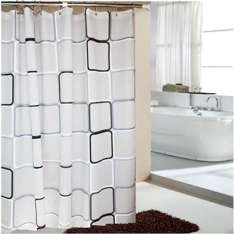 Rideau de douche - AUTREMENT - 180 x 180 cm - Imperméable - Accessoires de salle de bain - Blanc (1/4)