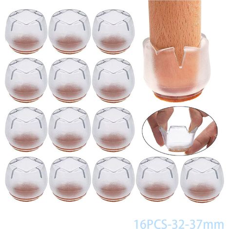 16 patins de protection pour meubles (32-37 mm), ronds et carrés, en silicone, pour pieds de meubles, chaises et tables. Protection contre les rayures. (1/5)