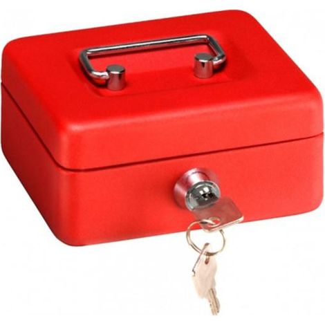 ARREGUI Elegant Caja Caudales con Llave para Contar y Transportar Dinero, Caja de Seguridad de acero con ranura, Caja fuerte portatil 12,5 cm de ancho Rojo C9004
