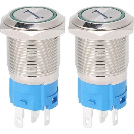 Interrupteur à bouton-poussoir momentané de réinitialisation avec éclairage LED, 24 V CC (1/5)