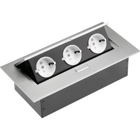 Multiprise de bureau 3 prises Schuko sans câble d'alimentation en aluminium (1/2)
