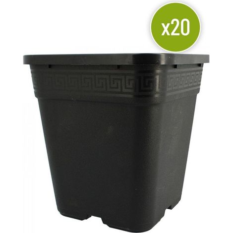 Lot de 20 POTS CARRES NOIRS 19 x 19 x 21 cm - 6 L (1/3)
