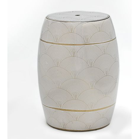 Hocker 32X32X43 Keramik Weiß/Gold (1/3)
