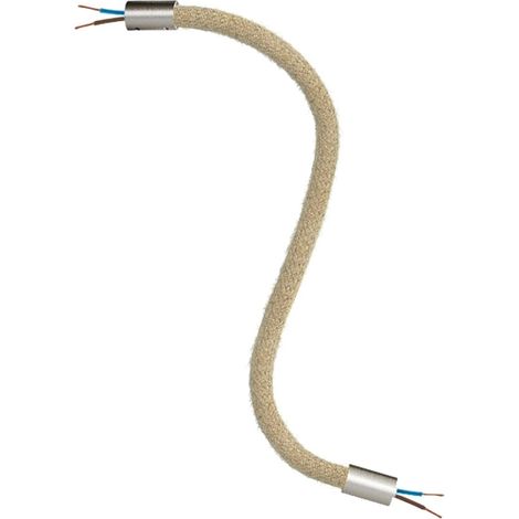 Creative-Cables Kit Creative Flex Verlängerungsschlauch (30 cm Länge, Ø 10 mm) – Ummantelung aus RN06 Jute und satinierte Titan-Details – Mit Metallendstücken und Zubehör