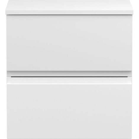 Mavesyn Contemporary 2 Drawer Wall Hung Vanity Unit with Worktop, Satin White, 500mm