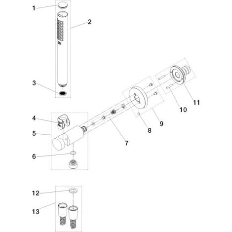 Dornbracht Schlauchbrausegarnitur, integ. Brausehalter Meta 15l/min Rosette 60mm, G 1/2", Chrom