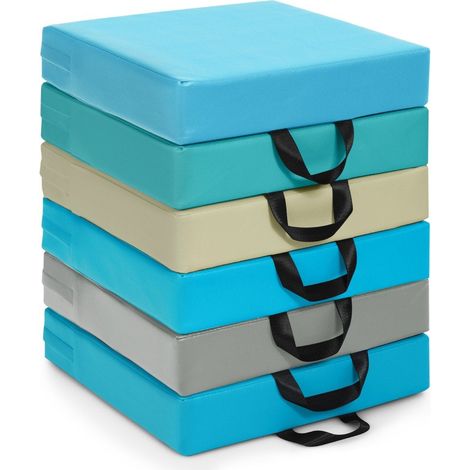 Set di 6 cuscini da pavimento per bambini con maniglia, azzurro