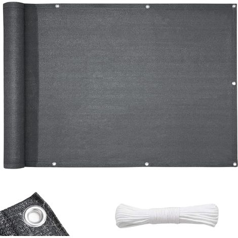 Casa Pura – Brise-vue 5 mètres pour balcon – Protection UV 90% – Corde de fixation 12 mètres incluse – Résistant aux intempéries et à la déchirure – Anthracite (1/5)