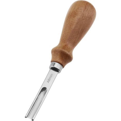 Outil de coupe pour le travail du cuir de 6 mm, outil de presse à bord de cuir, manche en bois (1/5)